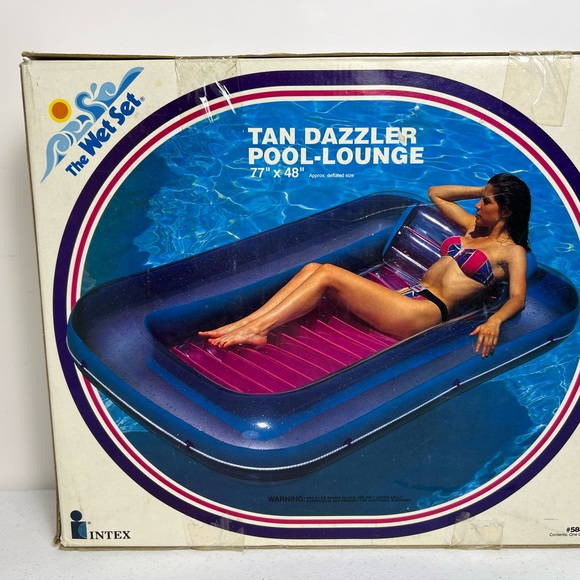 VTG Intex Tan Dazzler Pool Raft Inflatable Lounge Float The Wet Set 77x48 - Picture 1 of 9